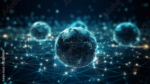 Global business network, digital technology, data exchange concept. Business Intelligence and cloud computing, digital marketing, data processing and blockchain technology