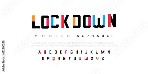 Lock Modern abstract digital alphabet font. Minimal technology typography, Creative urban sport fashion futuristic font and with numbers. vector illustration.