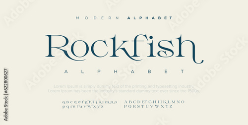 Rockfish Abstract Fashion font alphabet. Minimal modern urban fonts for logo, brand etc. Typography typeface uppercase lowercase and number. vector illustration.