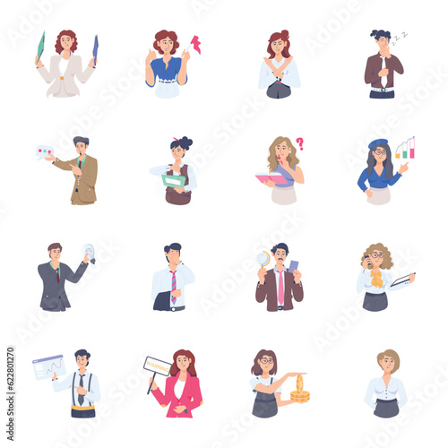 Collection of Business People Flat Illustrations   