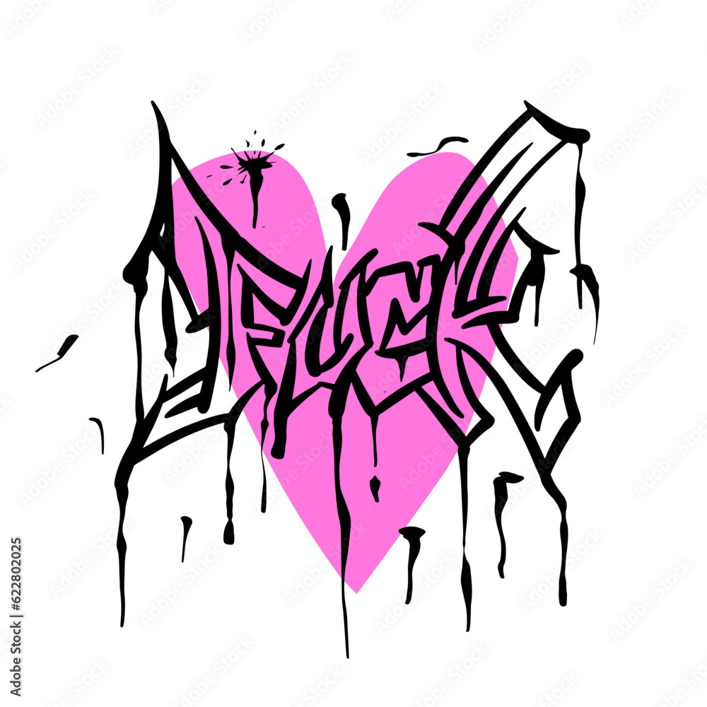 Modern graffiti with the inscription Fuck. Marker or aerosol. Vector illustration for printing on fabric, logo.