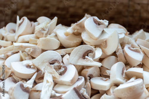 Mushrooms cut into pieces for further cooking