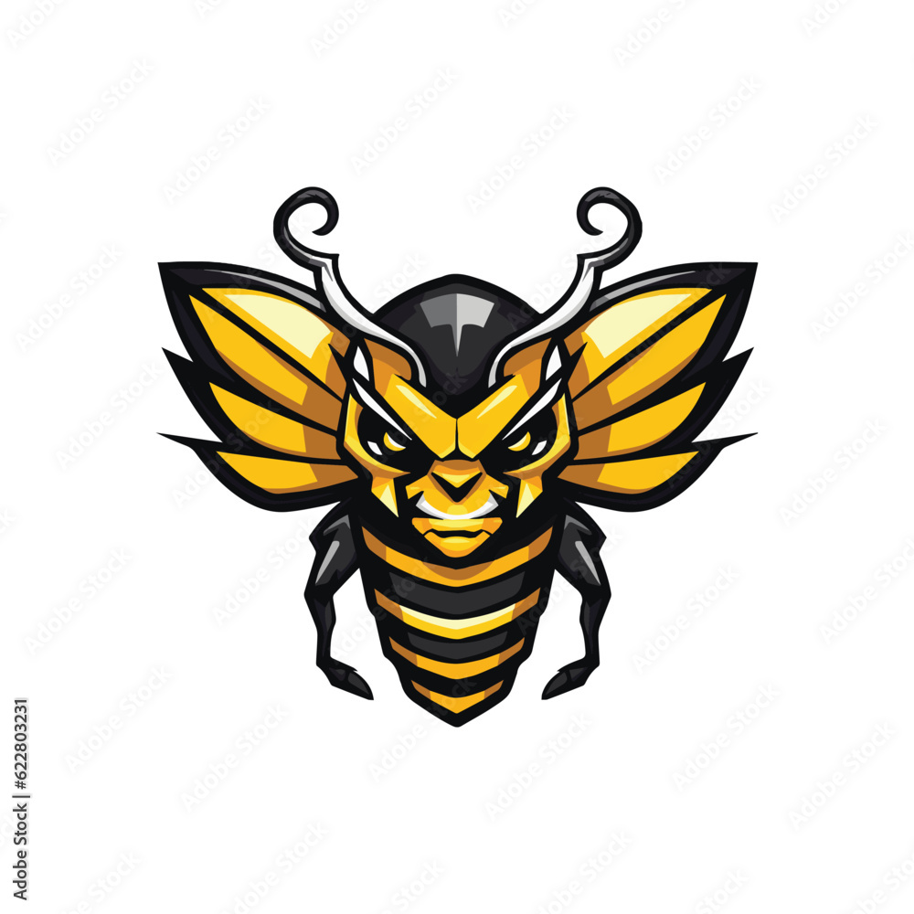 Bee Logo design vector illustration, Bee Mascot design isolated on background, Bee Vector template