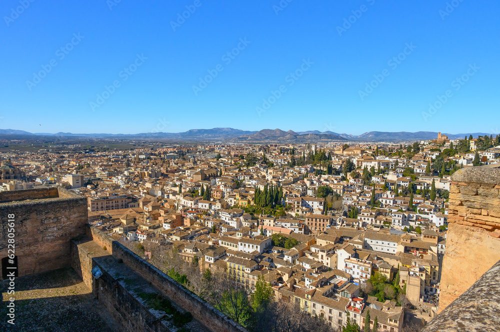 Granada cityscape, high angle view in Spain