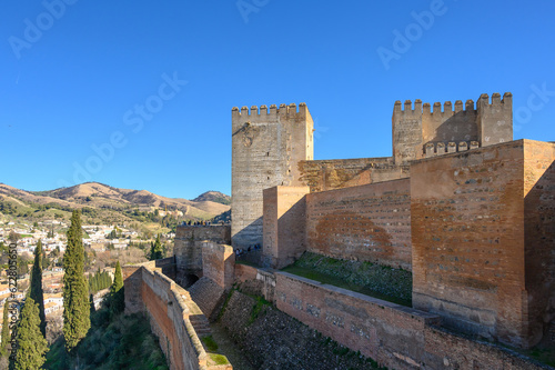 Medieval architecture in the Alhambra fortress, Spain photo