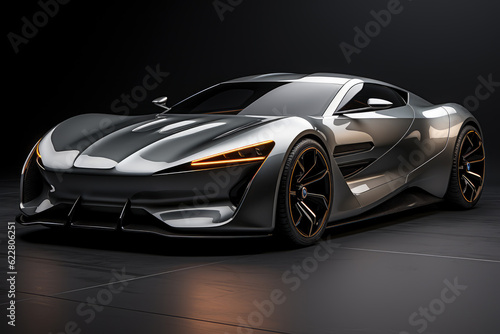 Futuristic concept car on a black background  expensive exclusive sports auto  AI Generated