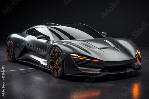 Futuristic concept car on a black background, expensive exclusive sports auto, AI Generated © staras