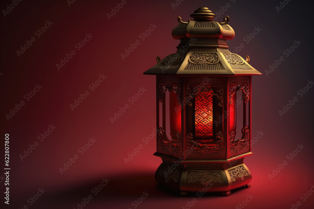 Red Chinese Lantern on a Red Background. Generative ai illustration Red Chinese Lantern on a Red Background. Generative ai illustration