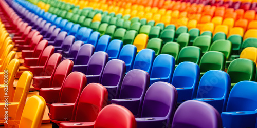 Embracing Diversity: LGBTQ Flag in Stadium Seats for Sports Olympics photo