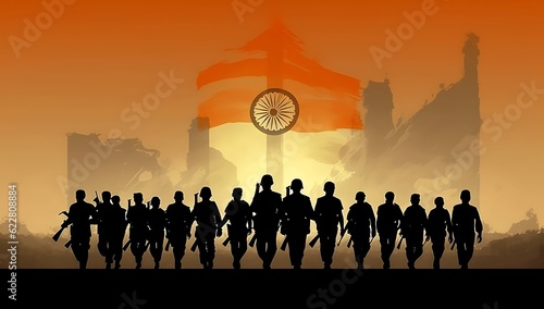 silhouettes of people, India independence day ai generated