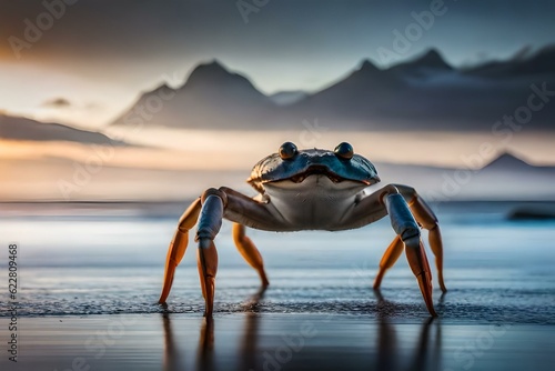 crab on the beach  generated Ai technology