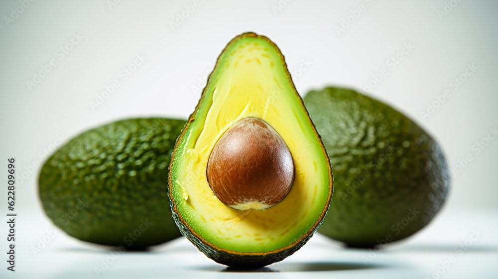 Avocado and half with pit.Generative AI