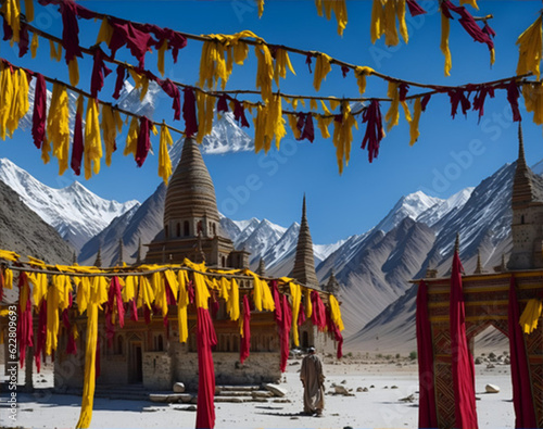 buddhist stupa in the himalayas photo