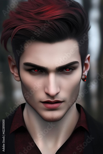 Handsome male face, fantasy and realism style, Generative AI