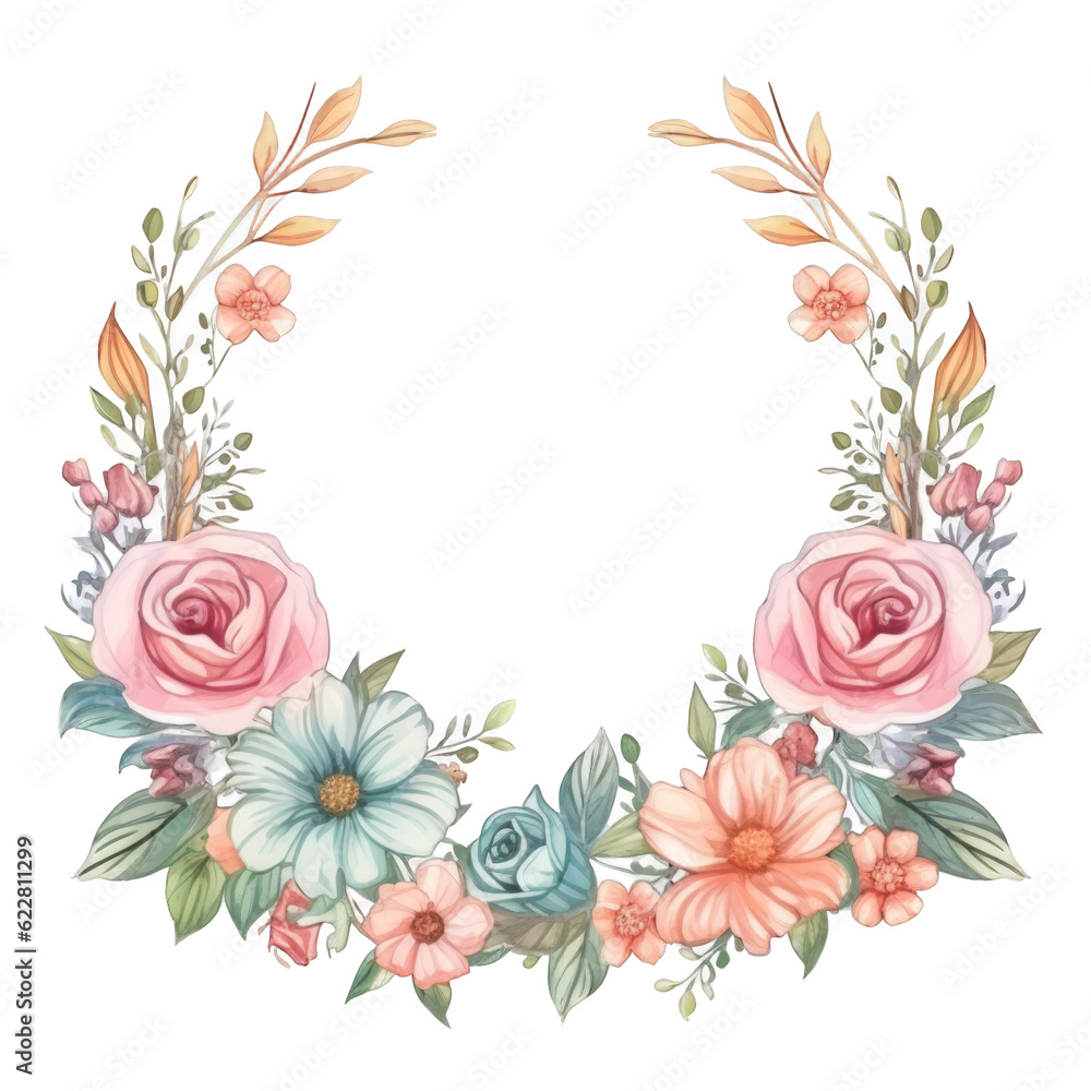PNG flowers in watercolor style, isolated transparent background, generative ai