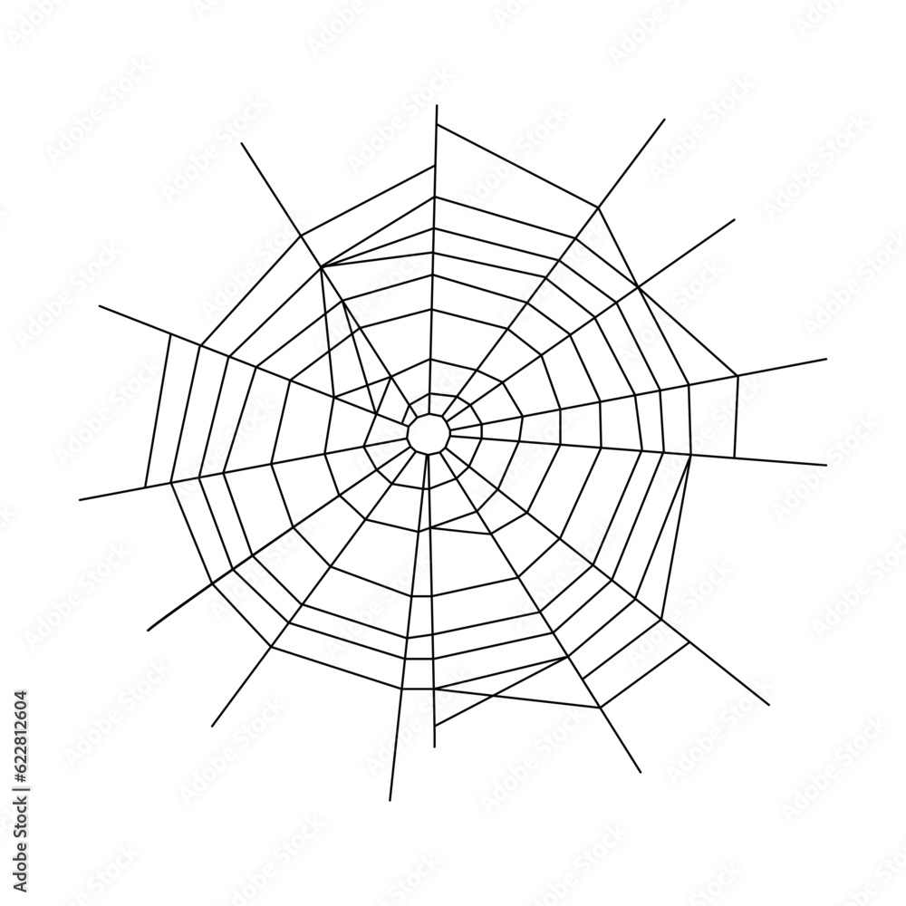 Obraz premium Spider web Halloween clip art vector illustration isolated on transparent background. Abstract geometric line cobweb, traditional symbol