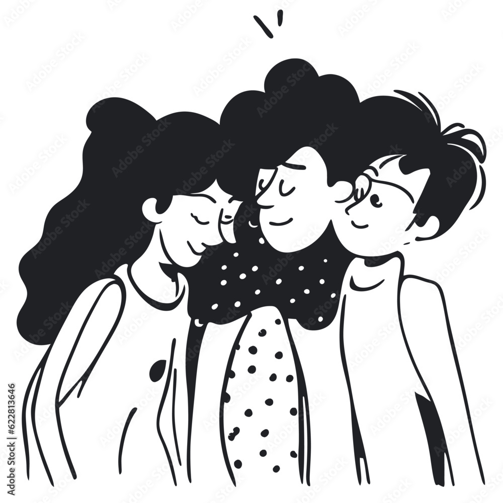 Cartoon and Illustration Friendship Girls and Boys