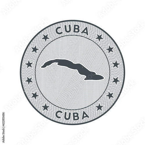 Cuba round badge vector. Country round stamp with shape of Cuba, isolines and circular country name. Awesome emblem. Captivating vector illustration.