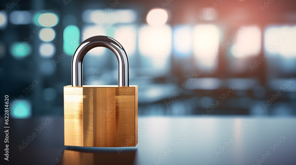 Fototapeta premium Un cadenas posé sur un bureau pour représenter la sécurité