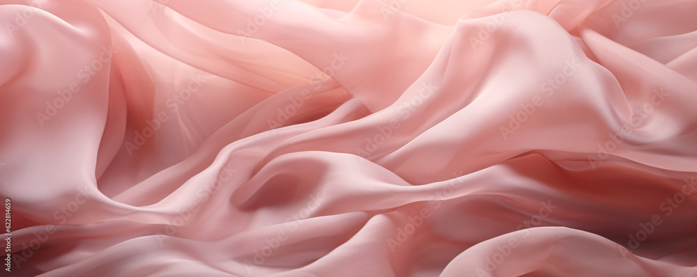 Fototapeta premium Fabric with a soft, flowing texture, appears to be a light pink color, giving it a delicate and feminine appearance.