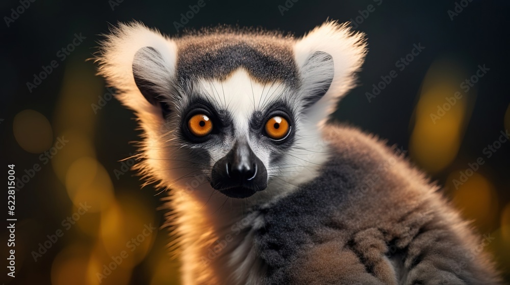 Fototapeta premium Close view of ring tailed lemur. Created with Generative Ai technology.