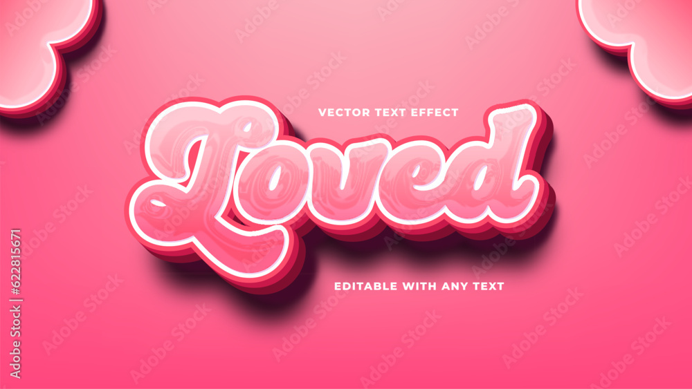 3D Pink Love and happy, cute editable text effect free vector. Isolated ...