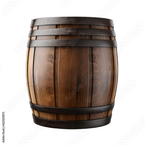 Murais de parede Wooden barrel isolated on white created with Generative AI
