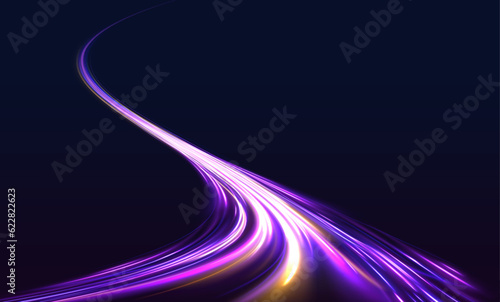Abstract neon color glowing lines background.	Geometric and dynamic, trendy layout for racing club or sport competition, event poster. Futuristic and motion, race and linear	