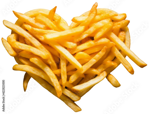 French Fries Heart. Isolated on Transparent Background. generative ai