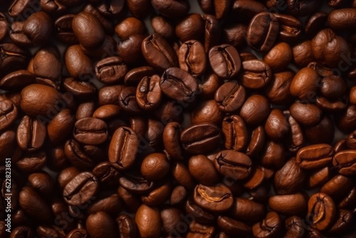 Coffee Bean Texture Background, Showcasing Light Brown and Brown Tones with Realistic Light and Captivating Reflections