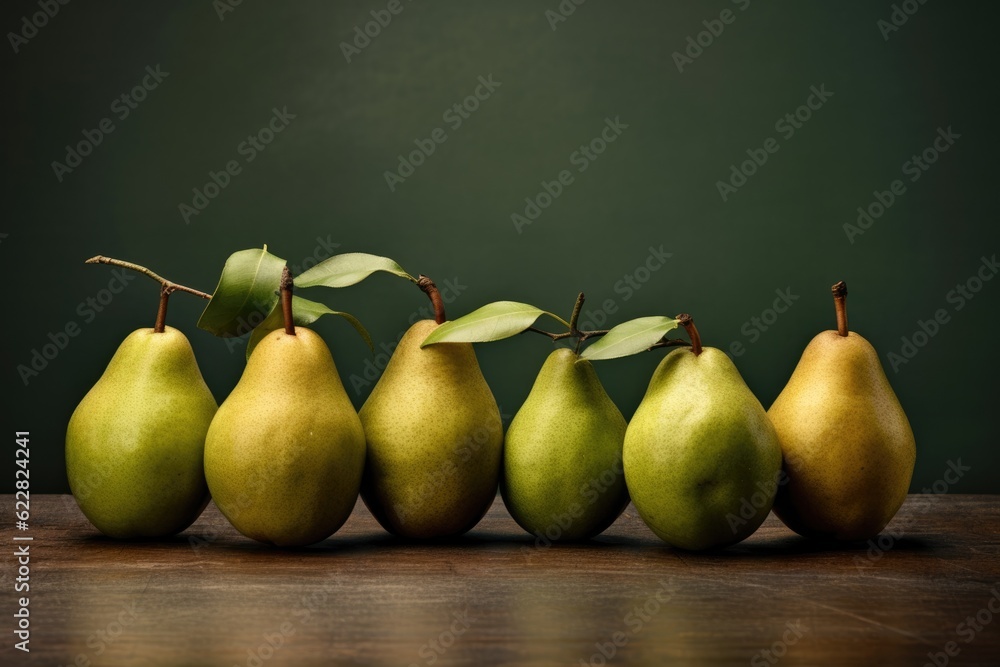 Photorealistic Upright Image of Pears with Stork on a Blank Background Photorealistic Upright Image of Pears with Stork on a Blank Background