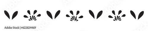 Scandi garden sprig floral banner in low brow style. Quirky nature plant borders for hand drawn linocut graphic design. 