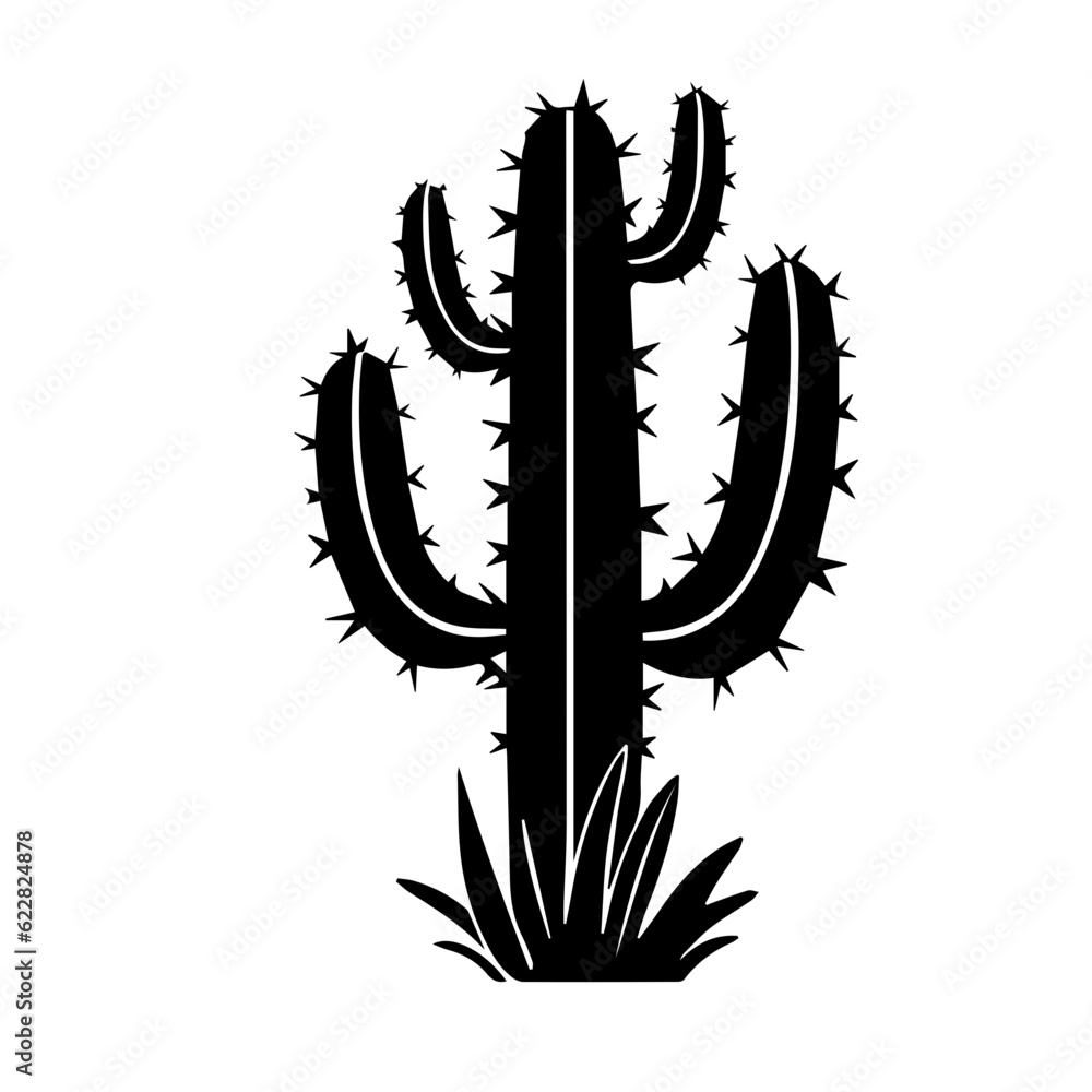 Naklejka premium cactus silhouette illustration 