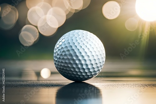 Golf ball with blurry light background  Generative Ai technology