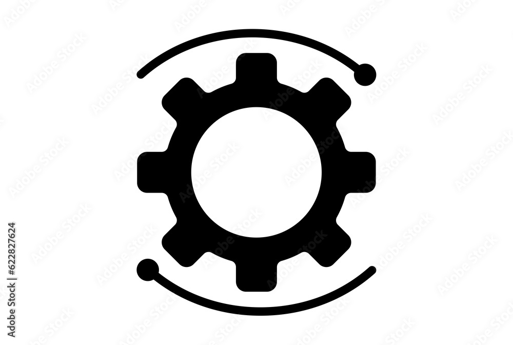 Configuration gear flat app icon minimalist web symbol black sign