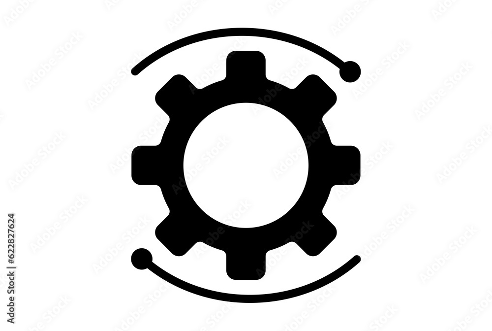 Configuration gear flat app icon minimalist web symbol black sign Configuration gear flat app icon minimalist web symbol black sign