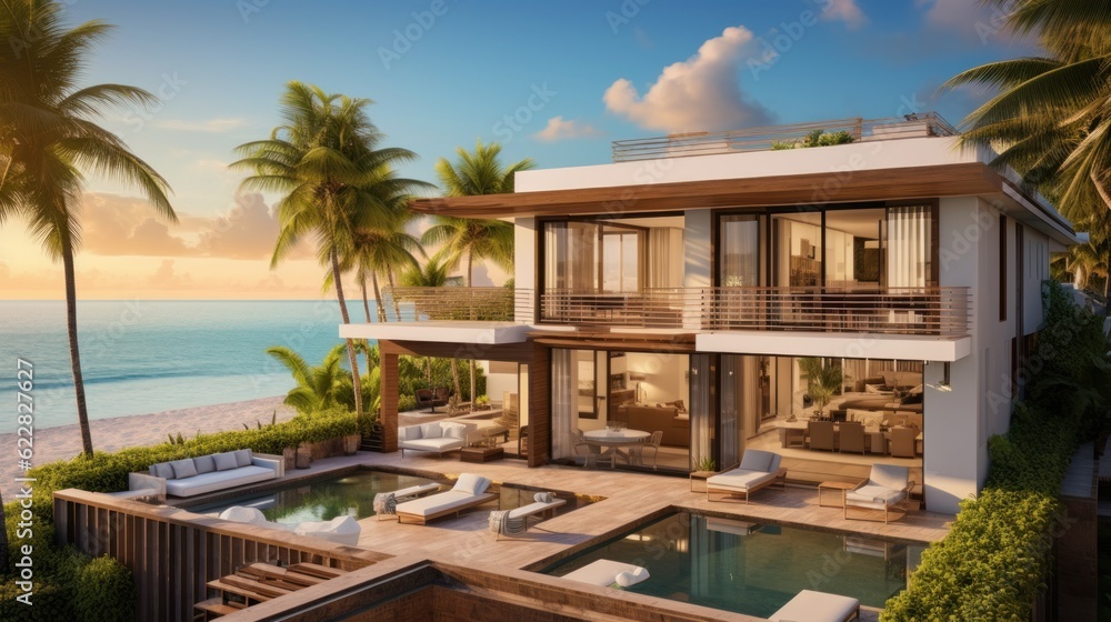 Villa in a prime oceanfront location in Miami, offering stunning views of the Atlantic Ocean and access to beaches Villa in a prime oceanfront location in Miami, offering stunning views of the Atlantic Ocean and access to beaches