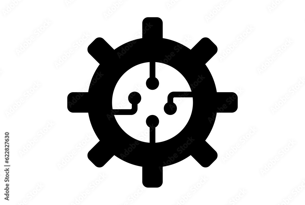 Digital gear flat app icon minimalist web symbol black sign Digital gear flat app icon minimalist web symbol black sign