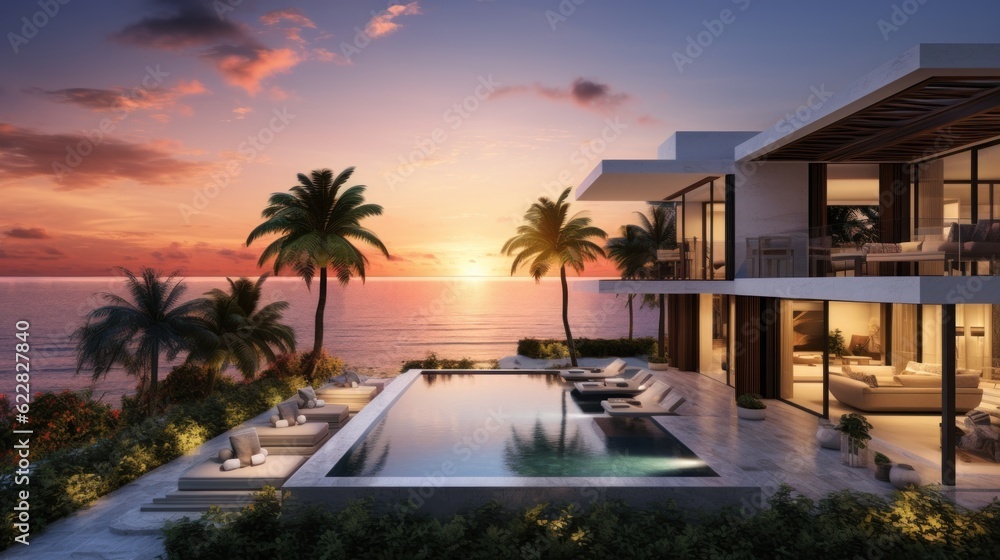 Villa in a prime oceanfront location in Miami, offering stunning views of the Atlantic Ocean and access to beaches