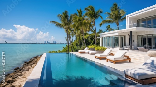Villa in a prime oceanfront location in Miami, offering stunning views of the Atlantic Ocean and access to beaches © Damian Sobczyk