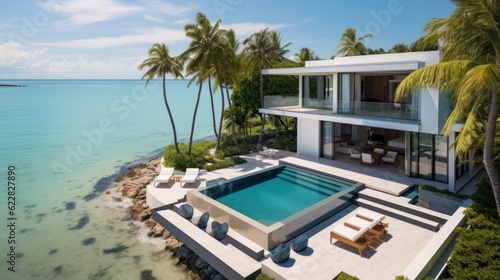 Villa in a prime oceanfront location in Miami  offering stunning views of the Atlantic Ocean and access to beaches