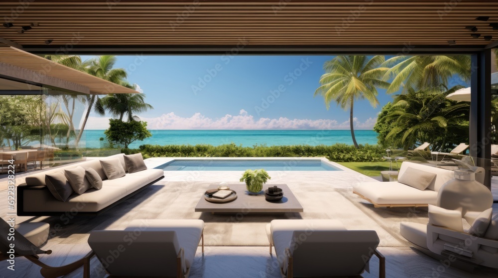 Image showcasing Villa in a prime oceanfront location in Miami, offering stunning views ...