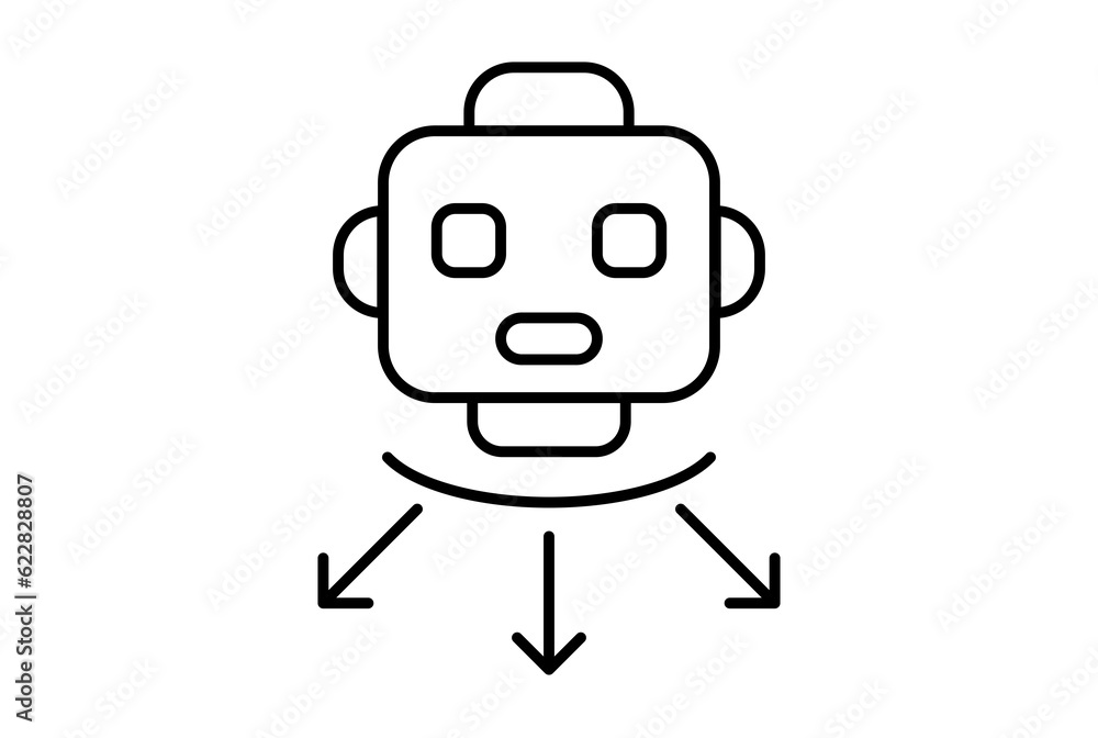 Robot arrow line icon website symbol artificial intelligence black sign for app or web Robot arrow line icon website symbol artificial intelligence black sign for app or web