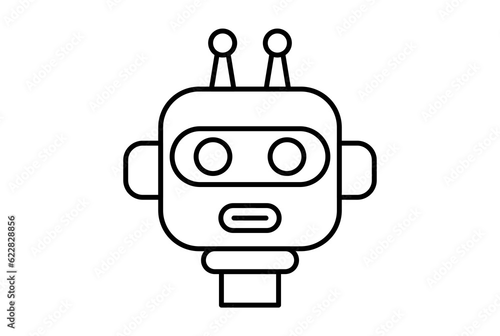 Chat bot line icon website symbol artificial intelligence black sign for app or web Chat bot line icon website symbol artificial intelligence black sign for app or web