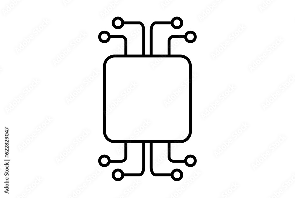 Chip line icon website symbol artificial intelligence black sign for app or web Chip line icon website symbol artificial intelligence black sign for app or web