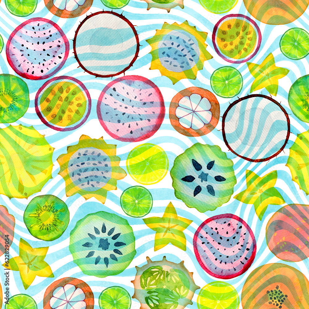 Seamless pattern with exotic tropical fruits Seamless pattern with exotic tropical fruits