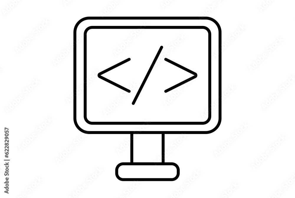 Code line icon website symbol artificial intelligence black sign for app or web Code line icon website symbol artificial intelligence black sign for app or web