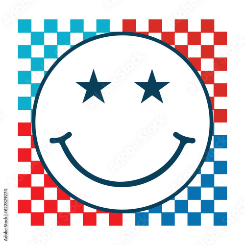 4th of July Smiley Face , Retro , Smiley Face , USA , Mama , American flag