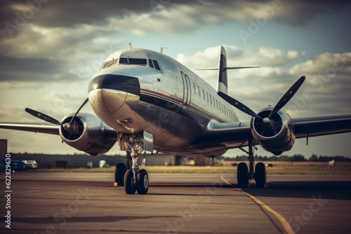 Front view of vintage airliner from the 50s