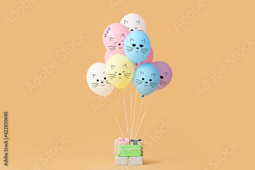 Bunch of colorful balloons ...
